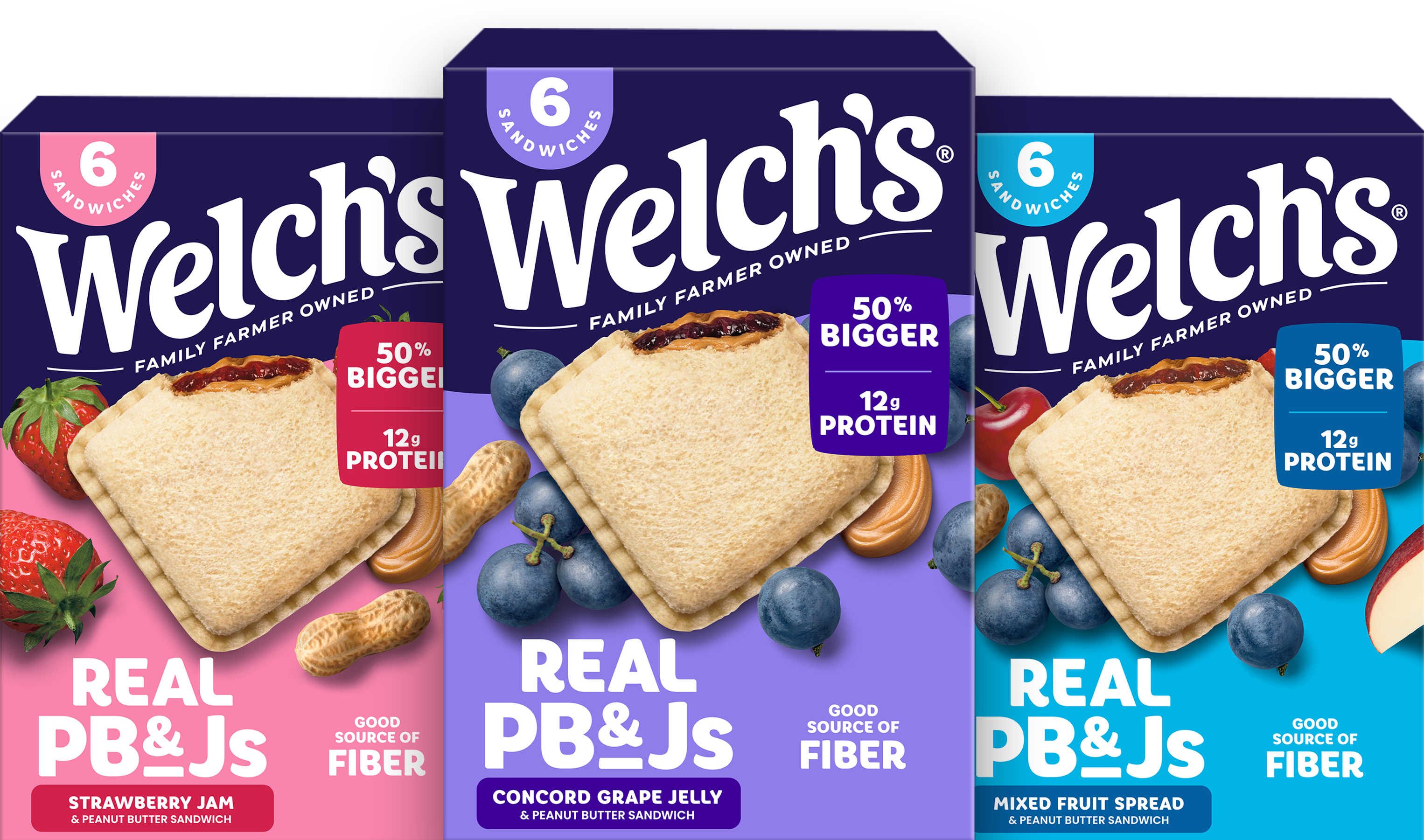 Welch's Real PB&J — Strawberry, Concord Grape, and Mixed Fruit